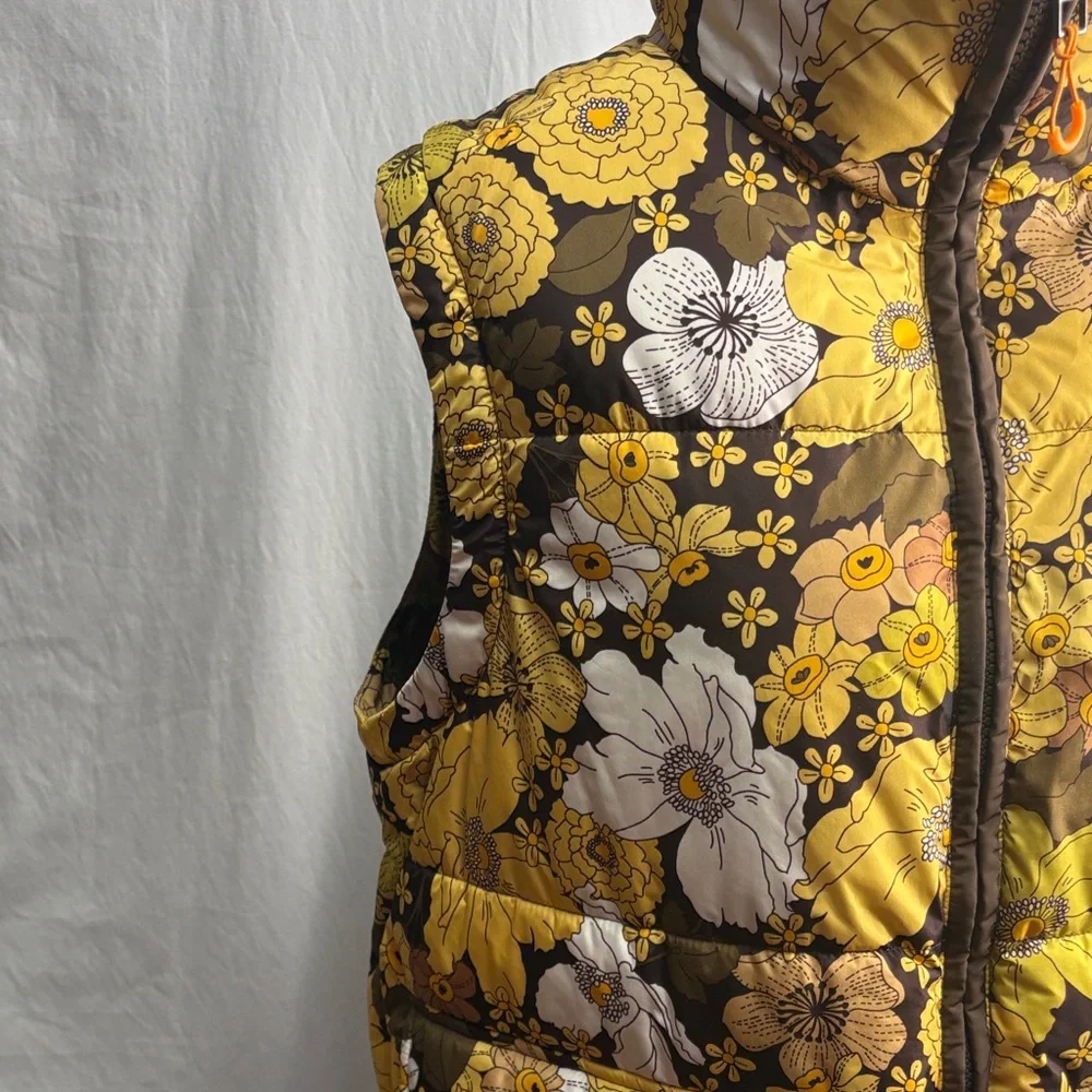Zara‎ Floral Puffer Jacket in Yellow and Brown